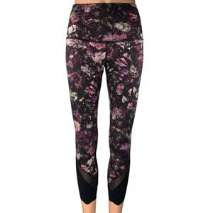 Lululemon Multicolor Floral Tie Dye Skinny Mid Rise Athletic Leggings Pants Sz 4